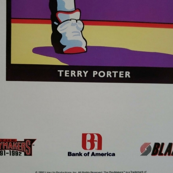 Vintage Portland Trail Blazers 18" x 7" Print Set of 5 1991-92 Playmakers - Picture 9 of 12